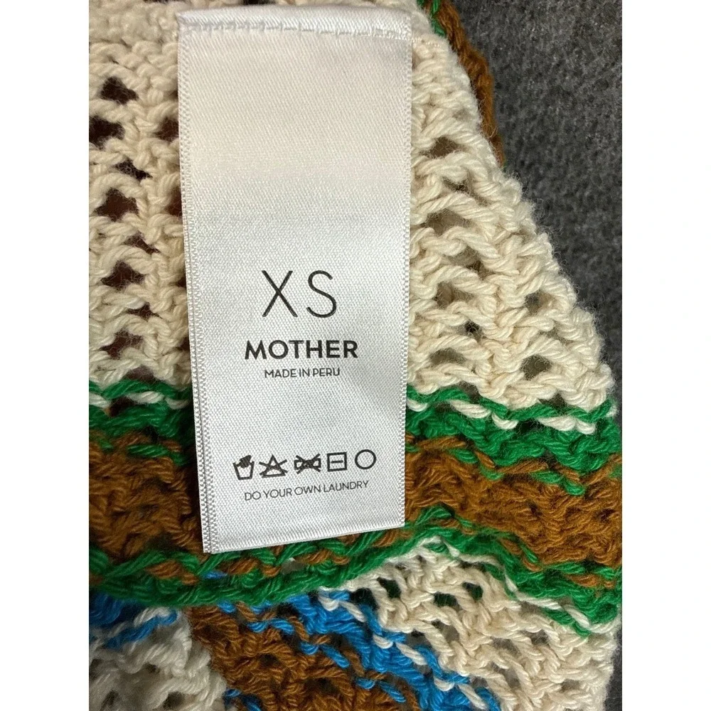 NWT MOTHER The Benefits Dress Size XS Striped‎ Crochet Fringe Midi Cotton Anthro